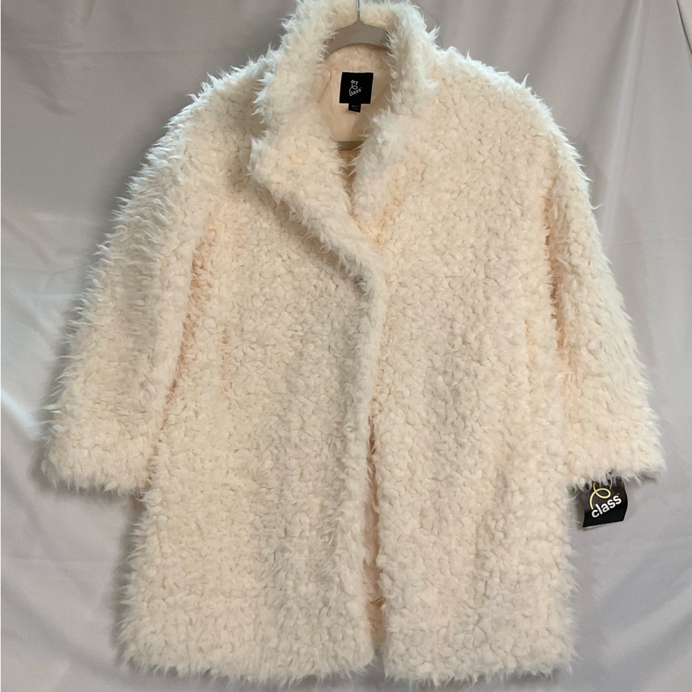 Art Class Cream Teddy Jacket with Stand-Up Collar